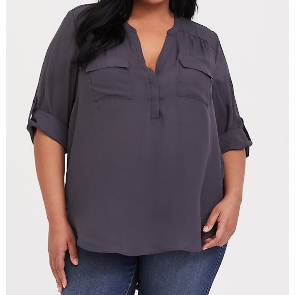 Torrid Georgette Blouse Dark Grey
